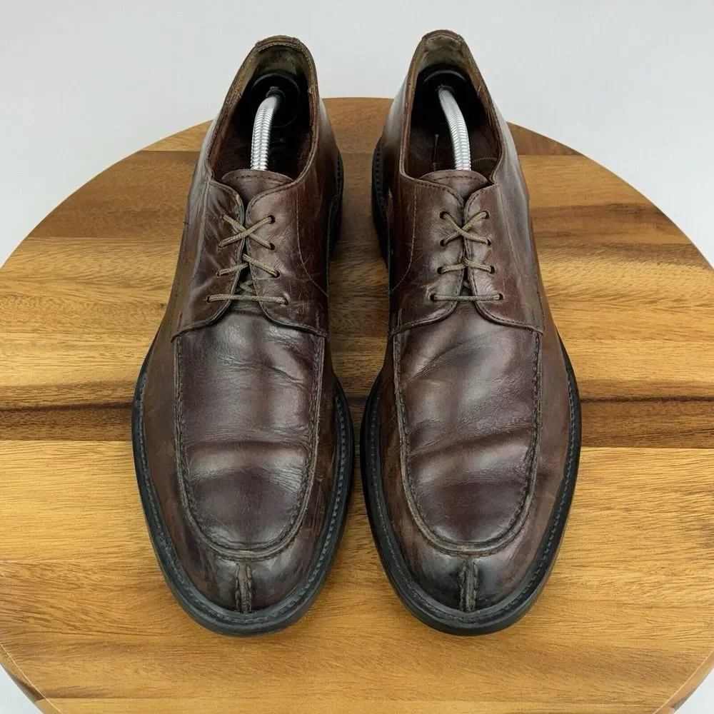 Mens Johnston & Murphy Brown Leather Plain Toe Dress Shoes Oxfords‎ Size 11 M
